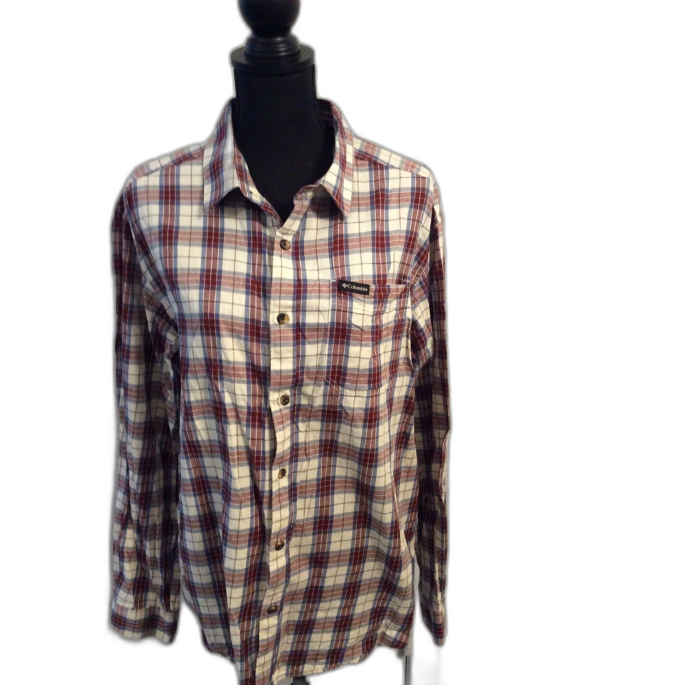 Columbia Checked Long Sleeve Button Up Shirt Large L Mens